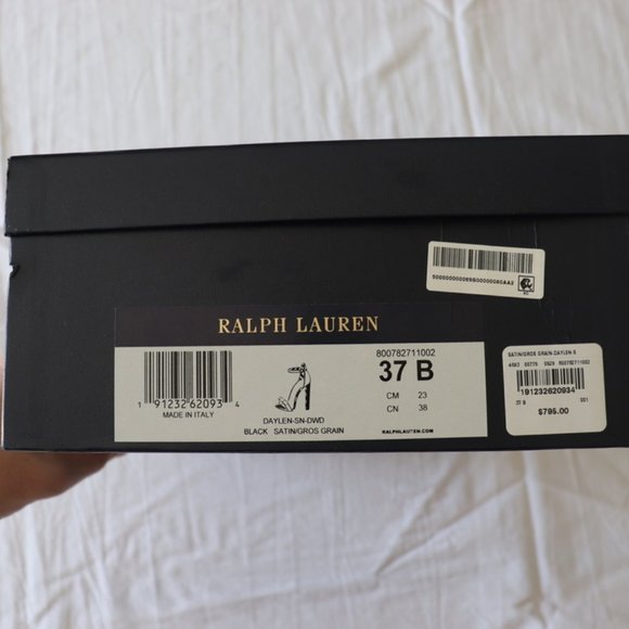 SOLD Ralph Lauren Purple Label Daylen Bow Satin Sandals Black size 37 - Picture 2 of 7